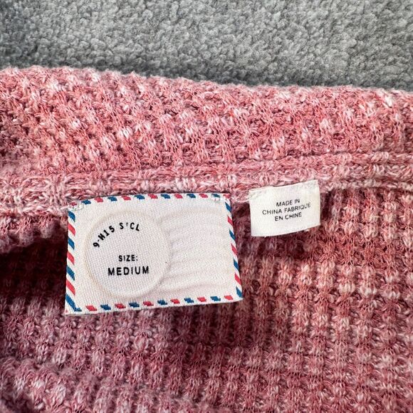 Anthropologie Postmark Cowl Neck Sweater Women's Medium Pink Waffle Knit Flowy - Picture 4 of 8
